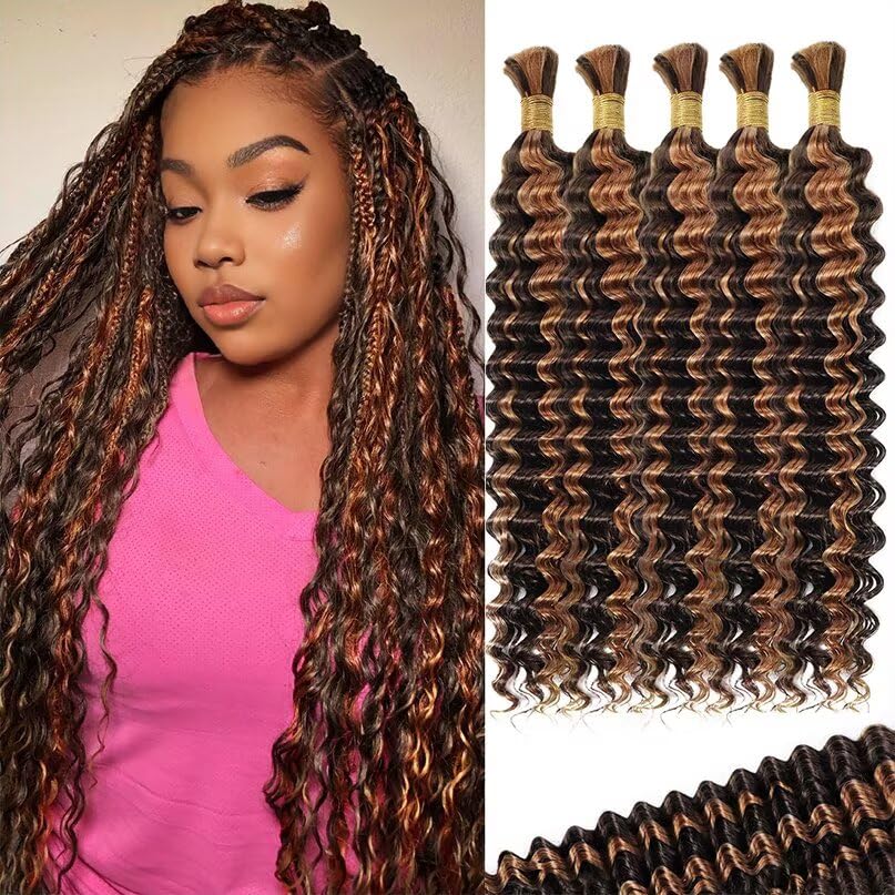 12A P4/30 Dark and Light Brown Human Braiding Hair for Boho Styles