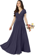 KOH KOH Womens Sexy Cap Short Sleeve V-Neck Flowy Cocktail Gown size