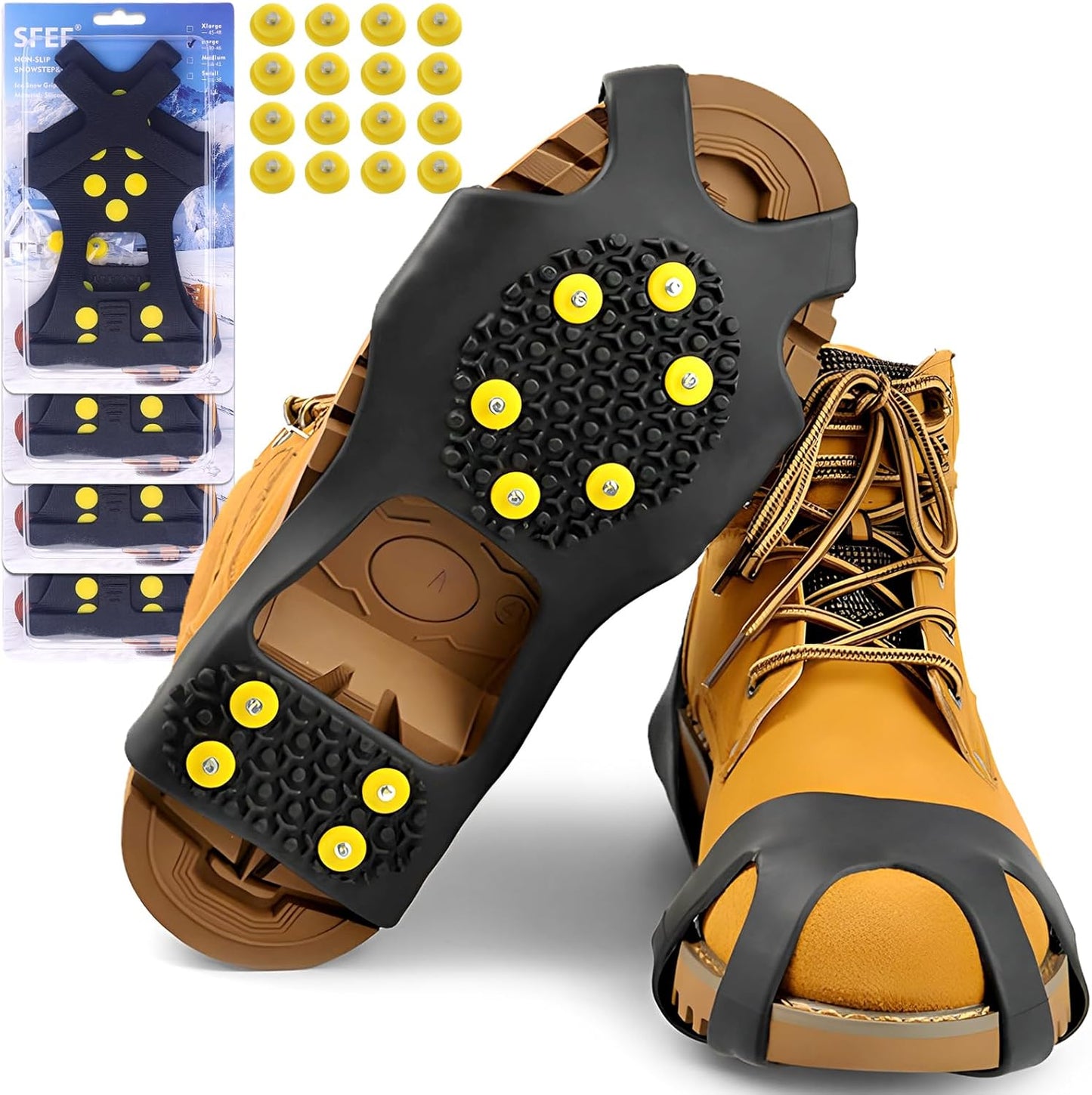 Sfee Snow Grips: 10 Steel Studs for Anti-Slip Traction