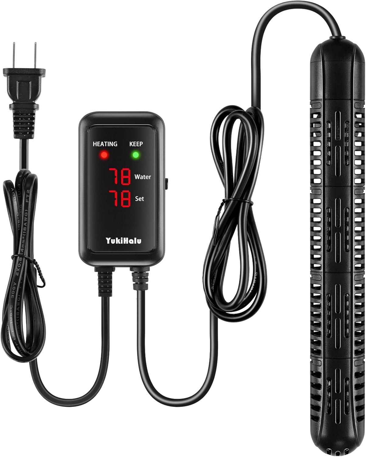 YukiHalu 300W Aquarium Heater with Protective Case for Fish Tanks