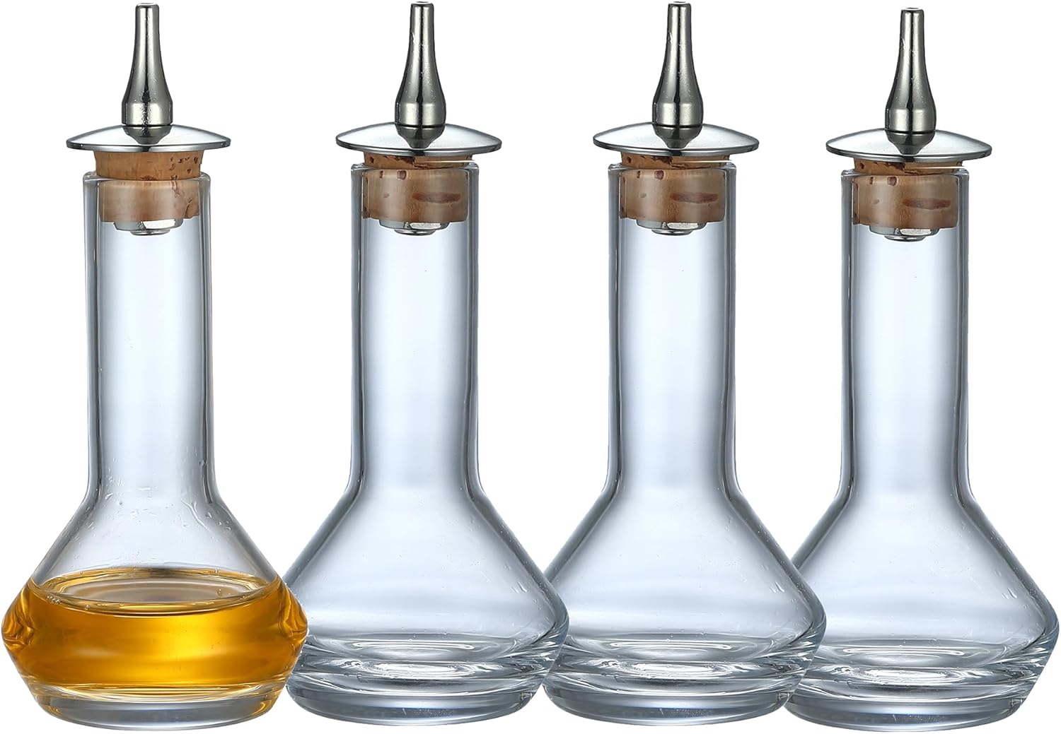 Premium Glass Bitters Bottles - Set of 4 for Cocktail Enthusiasts