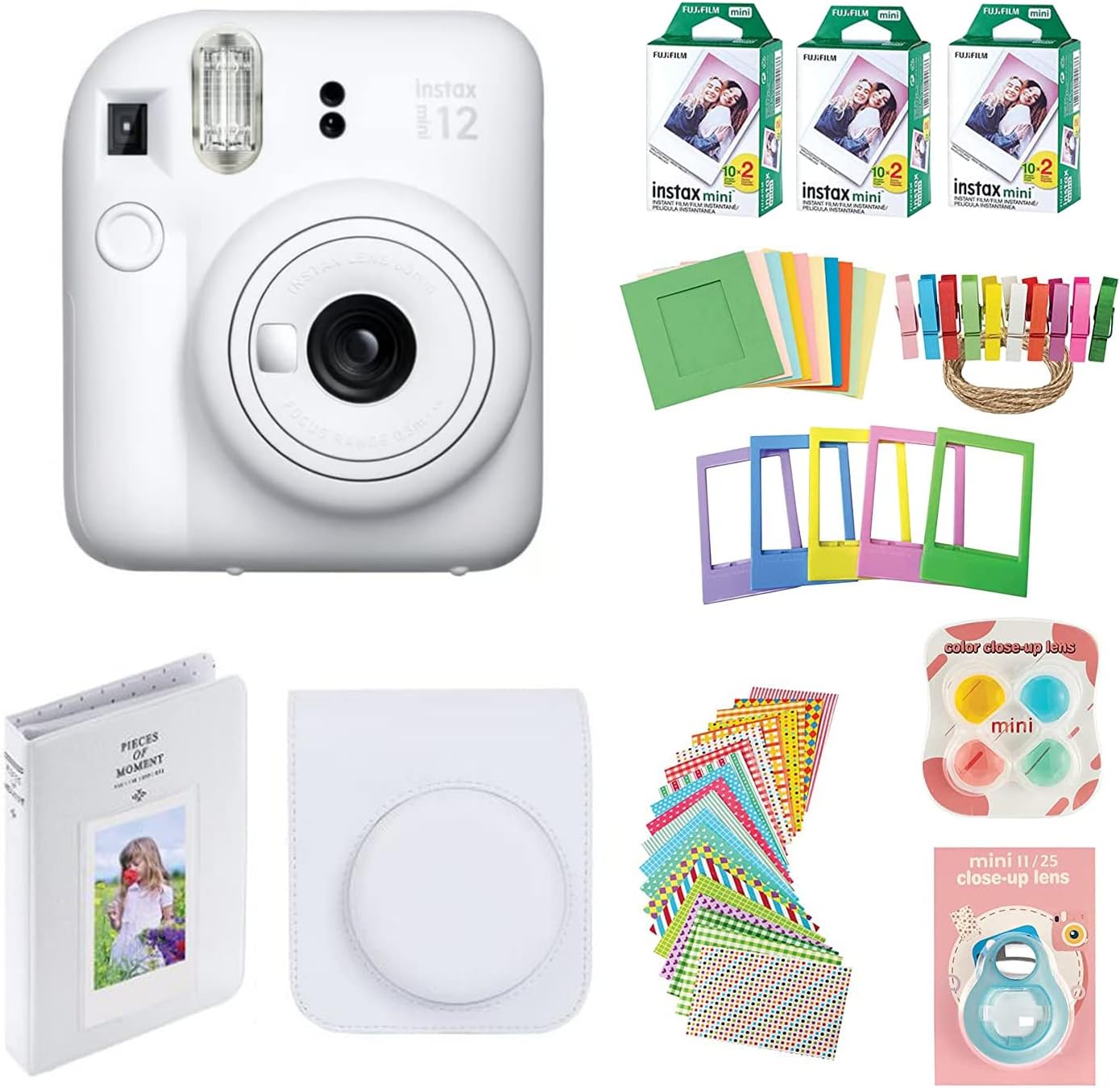 Fujifilm Instax Mini 12 Instant Camera Bundle: 60 Prints + Accessories