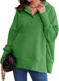 Womens Oversized Hooded Sweatshirt - Soft Fleece Button Neck