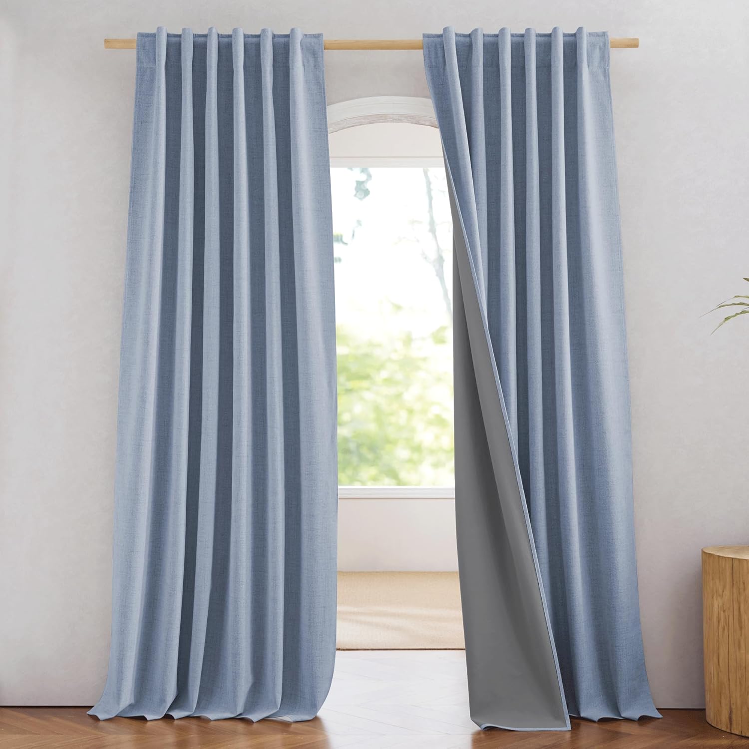 NICETOWN Stone Blue Vintage Linen Blackout Curtains for Home
