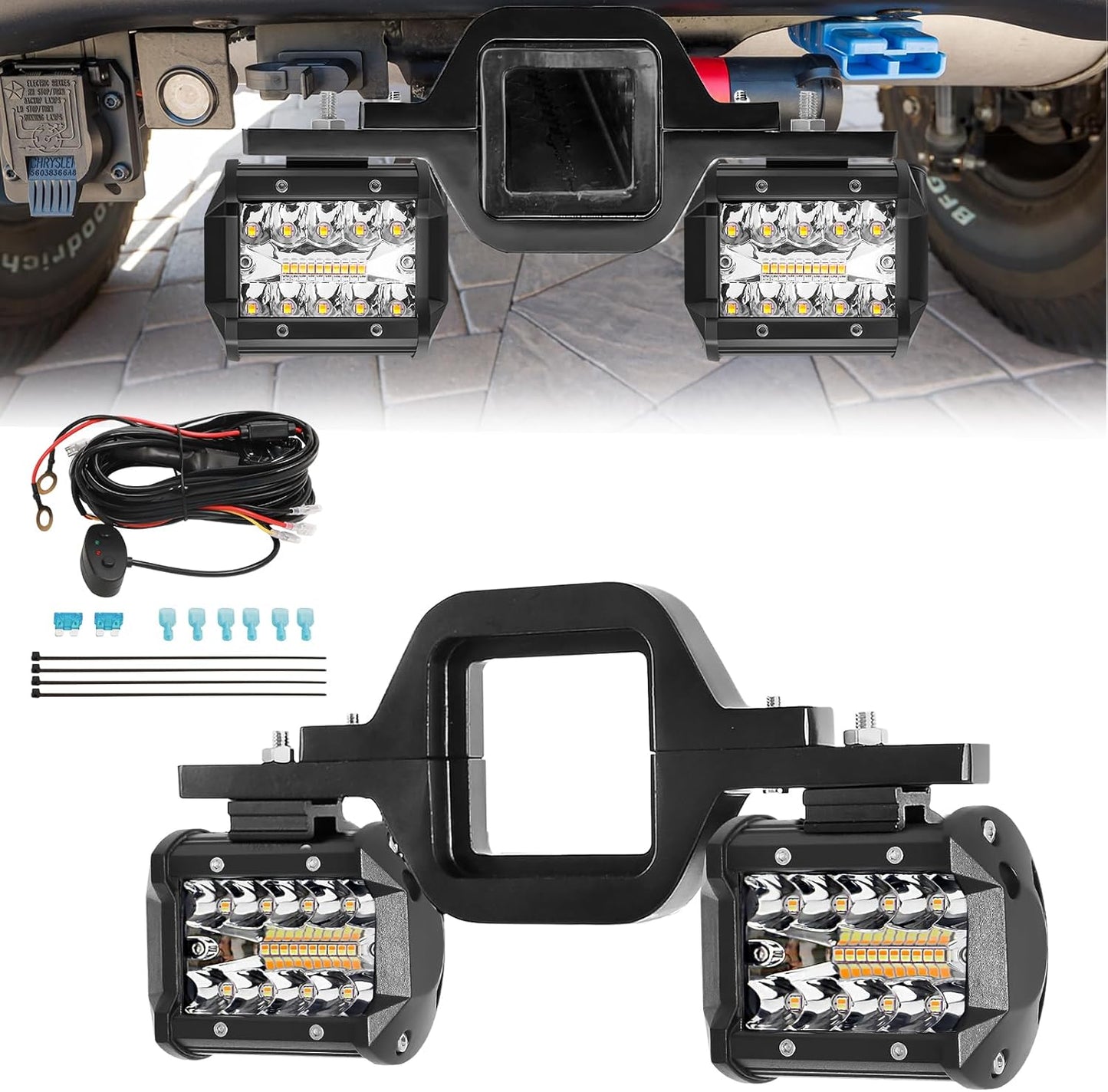 4 Inch 60W LED Pods with Tow Hitch Mounting Brackets for Trucks