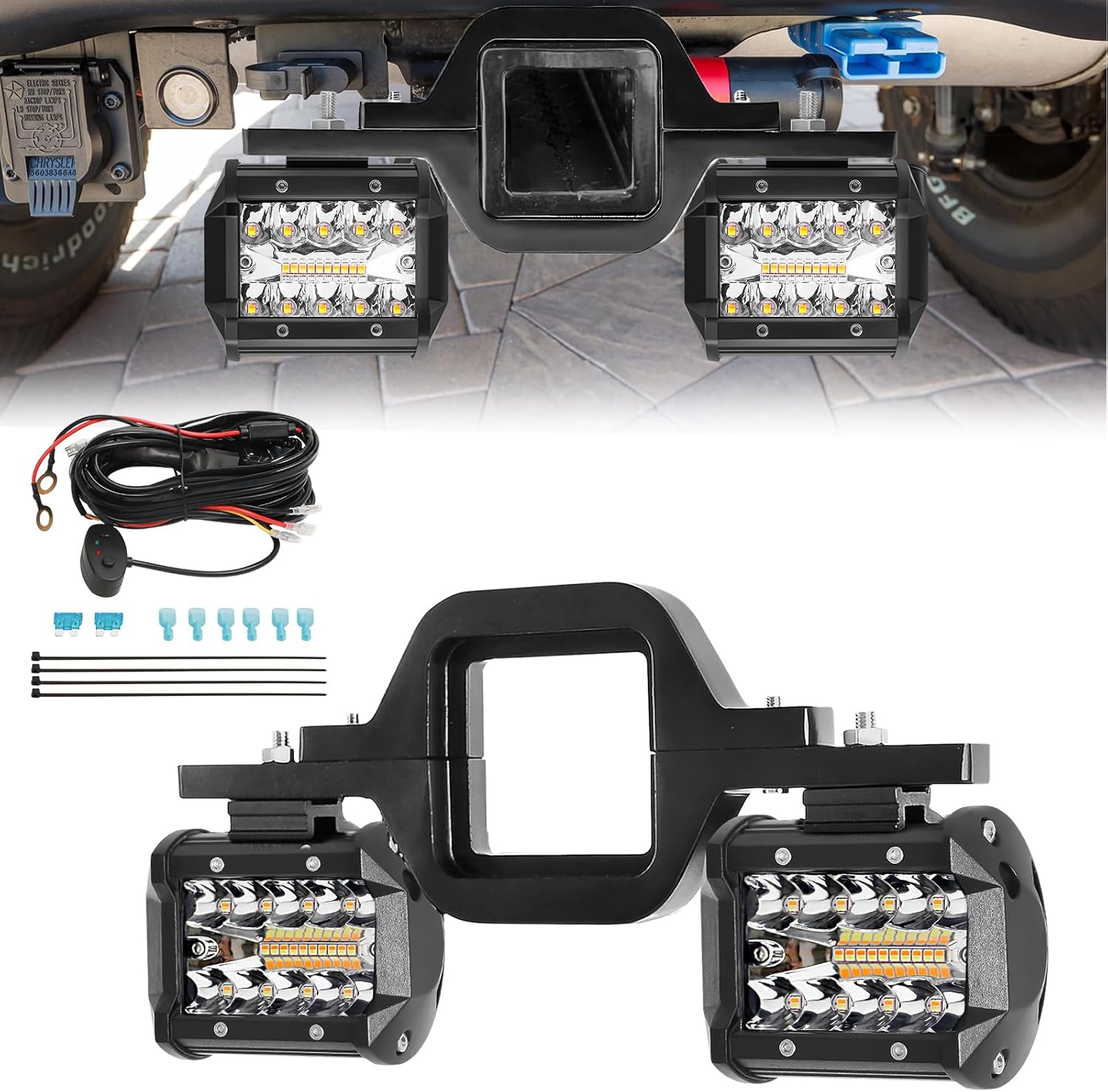 4 Inch 60W LED Pods with Tow Hitch Mounting Brackets for Trucks