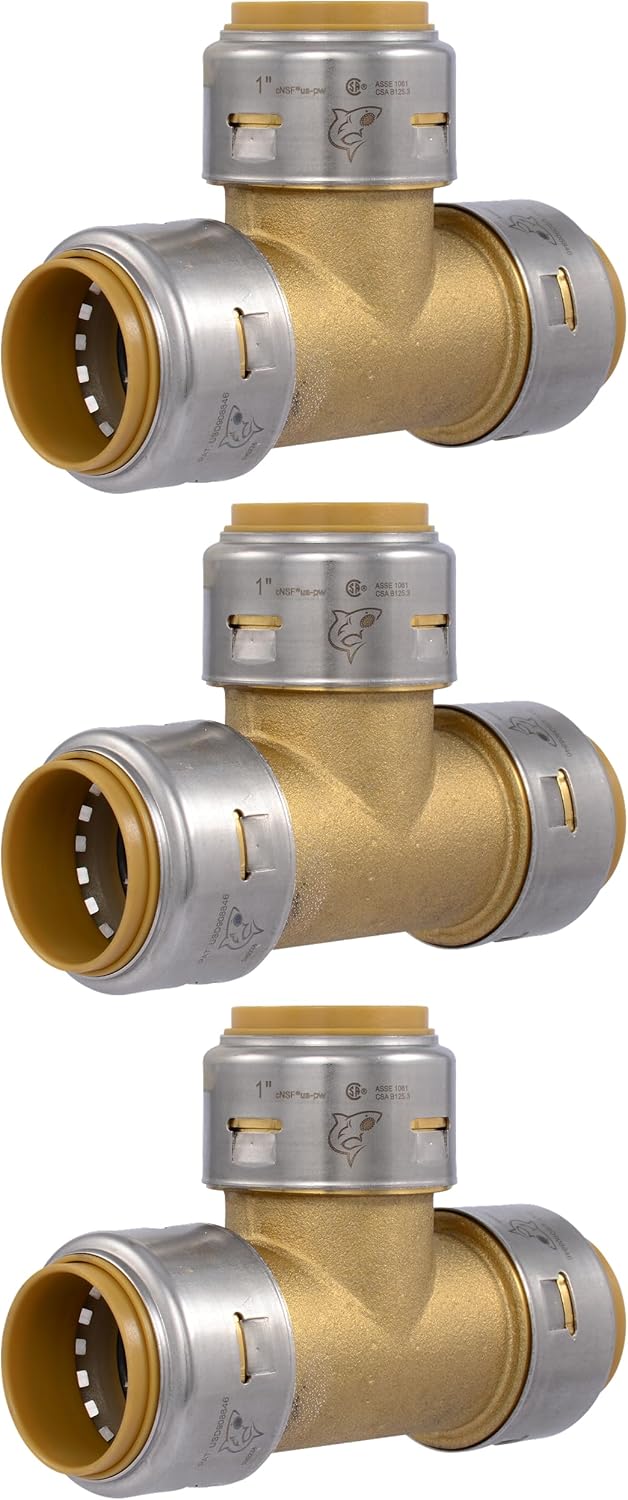 SharkBite Max 1 Inch Tee Pack of 3 Push to Connect Fitting