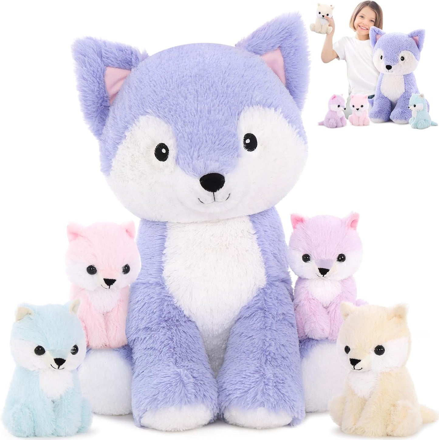 MaoGoLan Large Fox Plush Stuffed Animal Set for Kids Fun