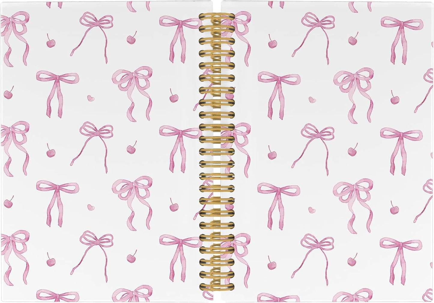 Preppy Pink Bow Journal - Stylish College Ruled Spiral Notebook for Girls/Women, Ideal Gift, 5.5x8.3 - Pugwak