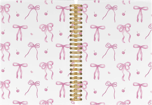 Preppy Pink Bow Journal - Stylish College Ruled Spiral Notebook for Girls/Women, Ideal Gift, 5.5x8.3 - Pugwak