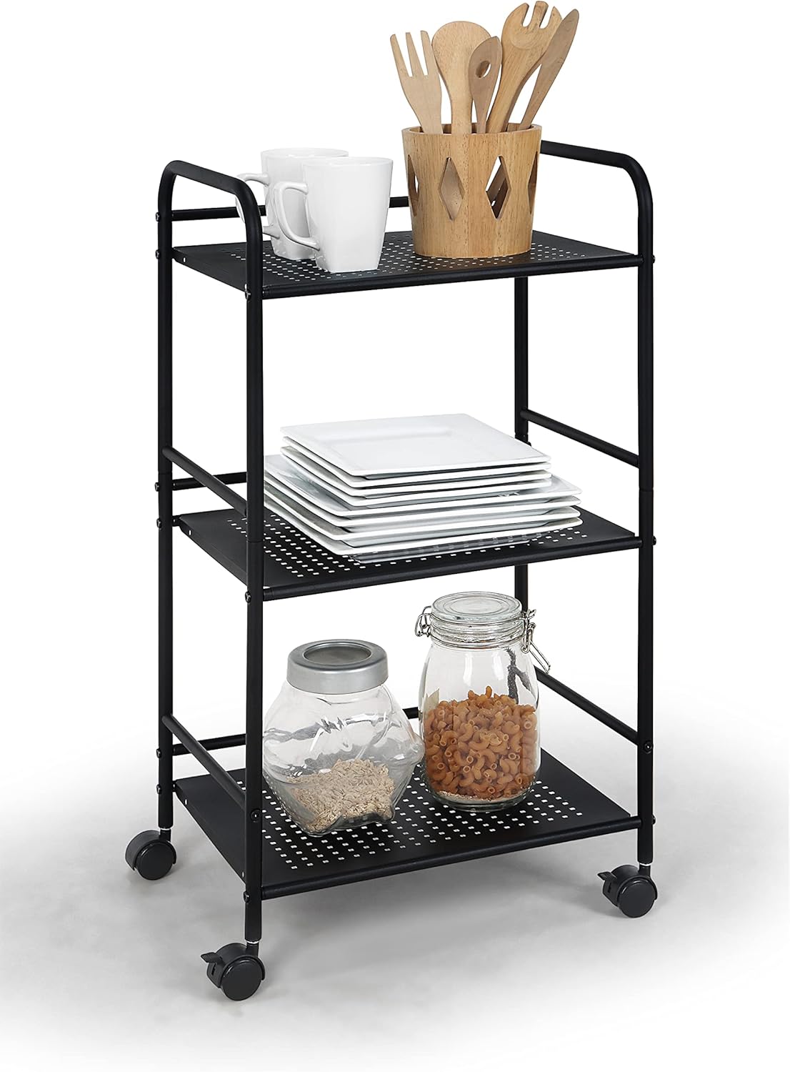 3-Tier Rolling Utility Cart for Kitchen and Office Organization