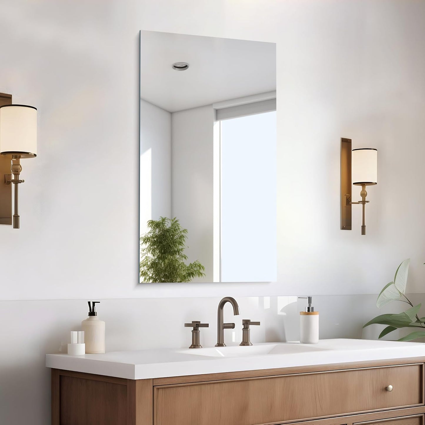 Frameless Bathroom Mirror 20x36 Inch for Elegant Home Decor