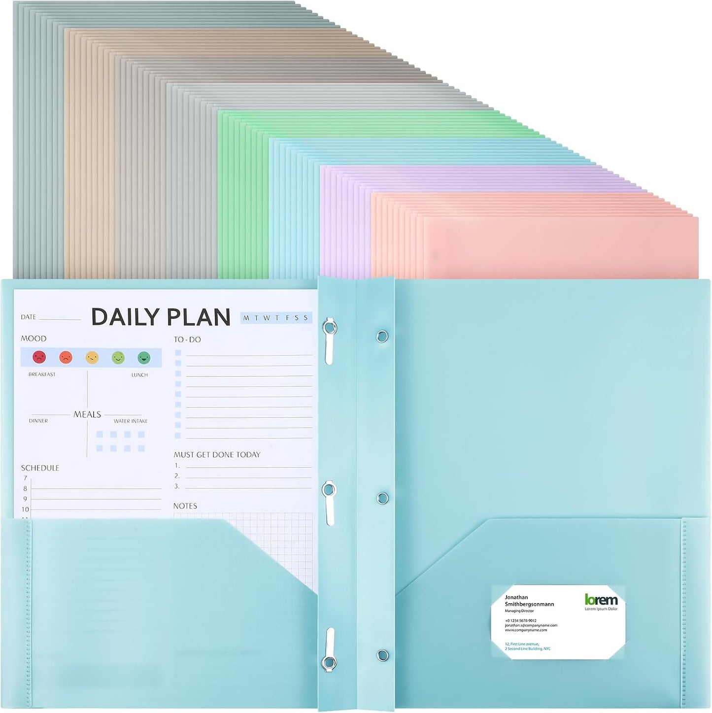 Cholemy 72 Packs Pocket Folders with Prongs for Document Organization