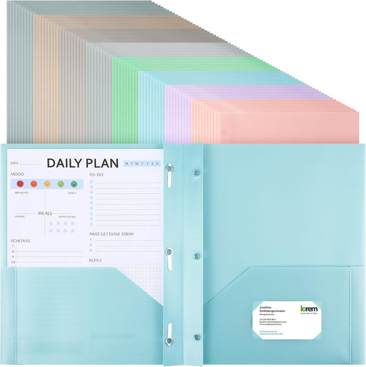 Cholemy 72 Packs Pocket Folders with Prongs for Document Organization