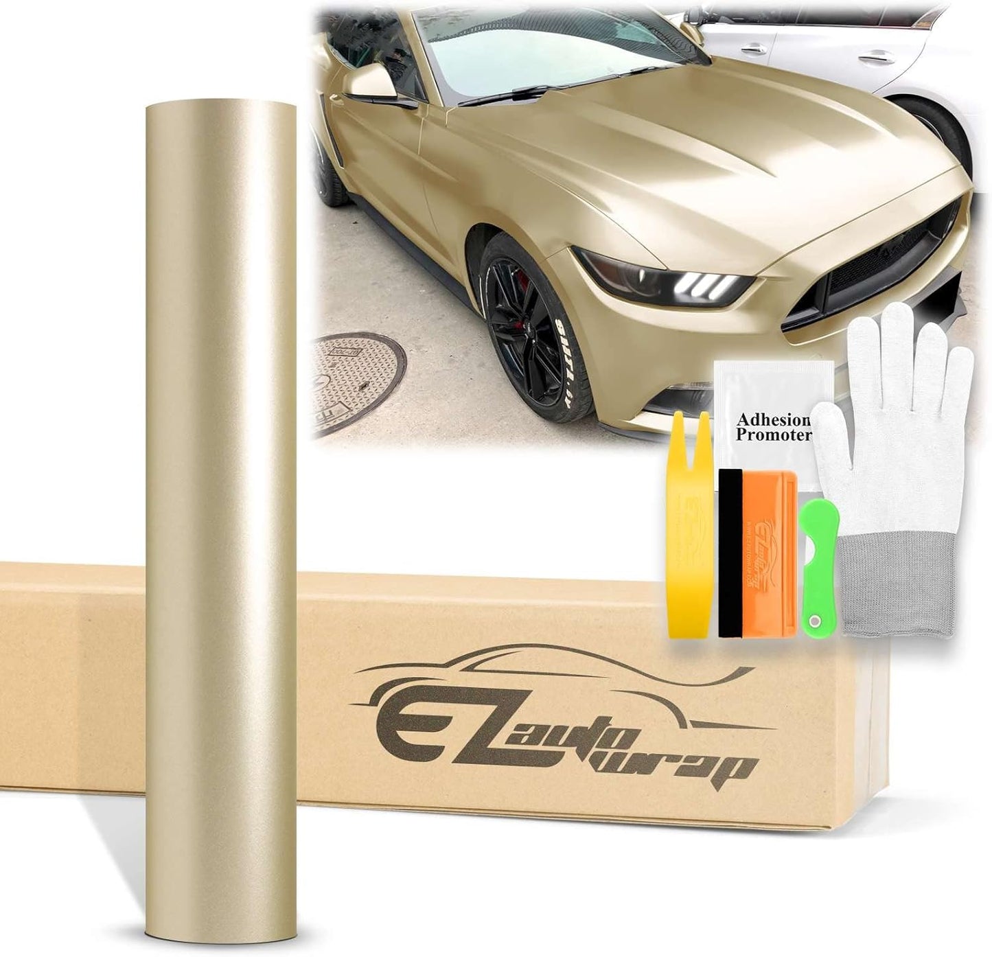 60inx720in Satin Chrome Champagne Gold Matte Vinyl Wrap Film
