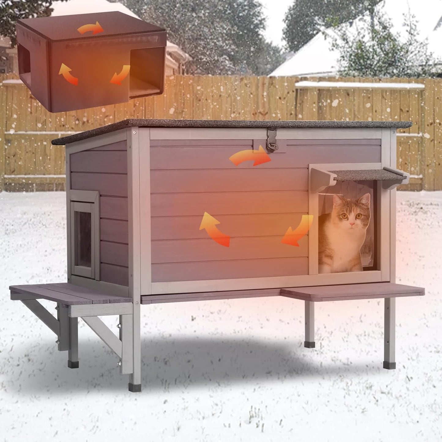 GUTINNEEN Insulated Outdoor Cat House for Winter Shelter