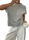 SOLY HUX Women's Ribbed Sweater Crew Neck Short Sleeve Loose Fit knit