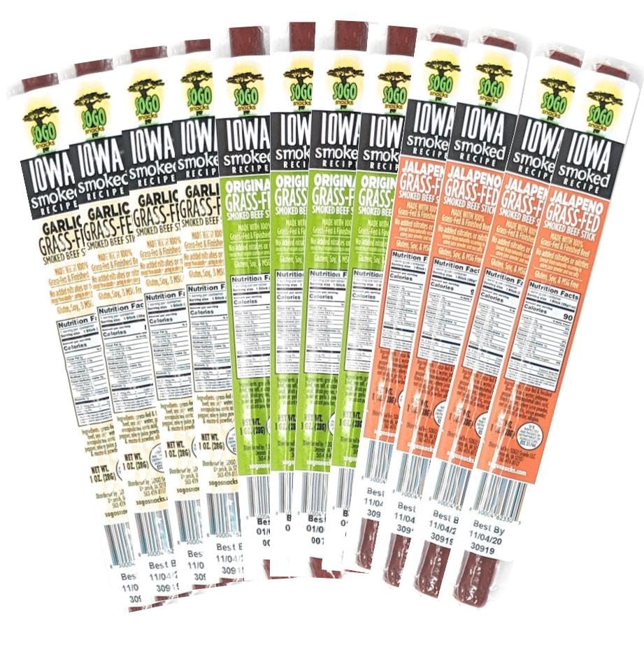 Iowa Smoked Recipe Variety Pack of Healthy Beef Sticks