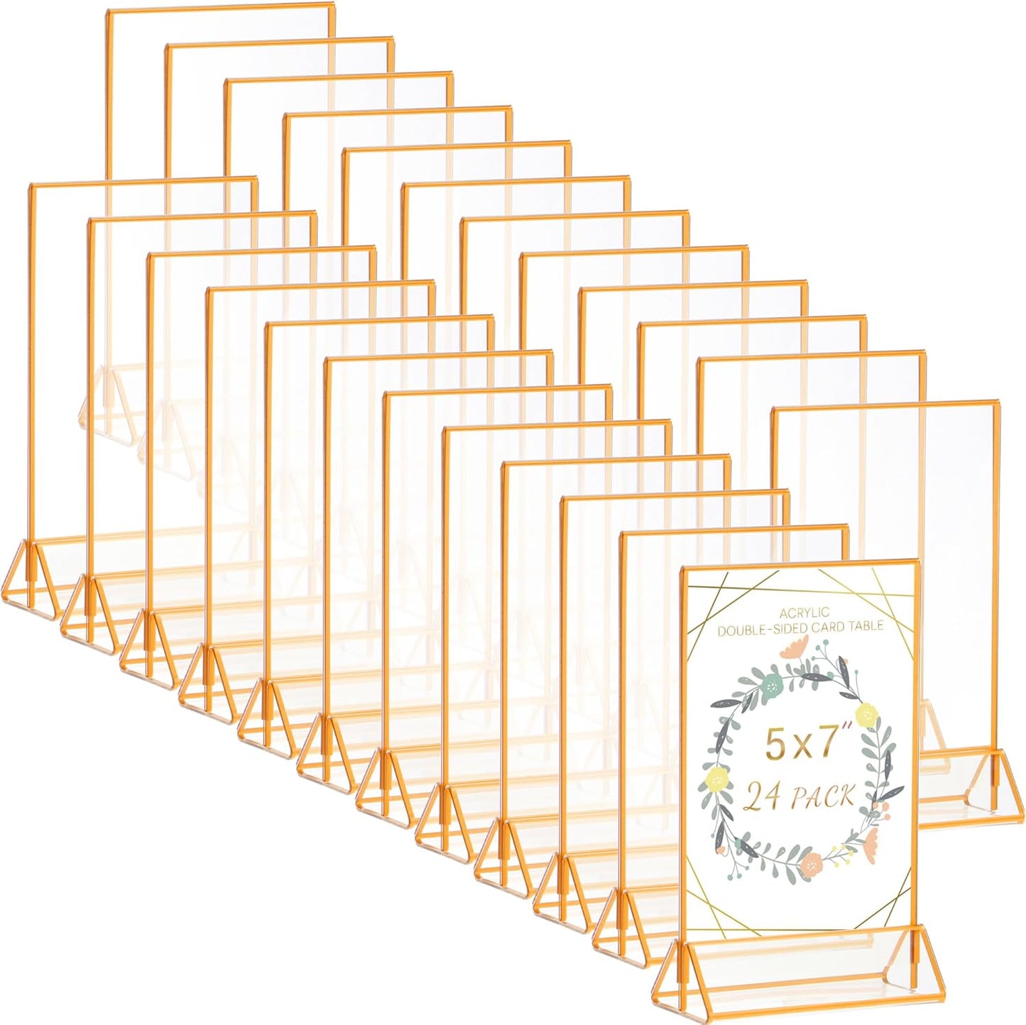 Acrylic Gold Sign Holder for Weddings and Restaurants - 24 Pack