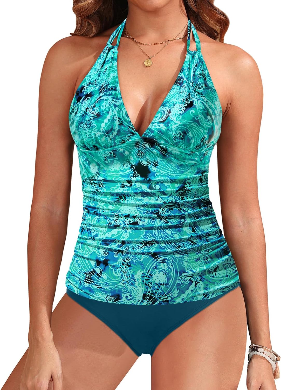 Yonique Womens Two Piece Swimsuits Tummy Control Tankini Style
