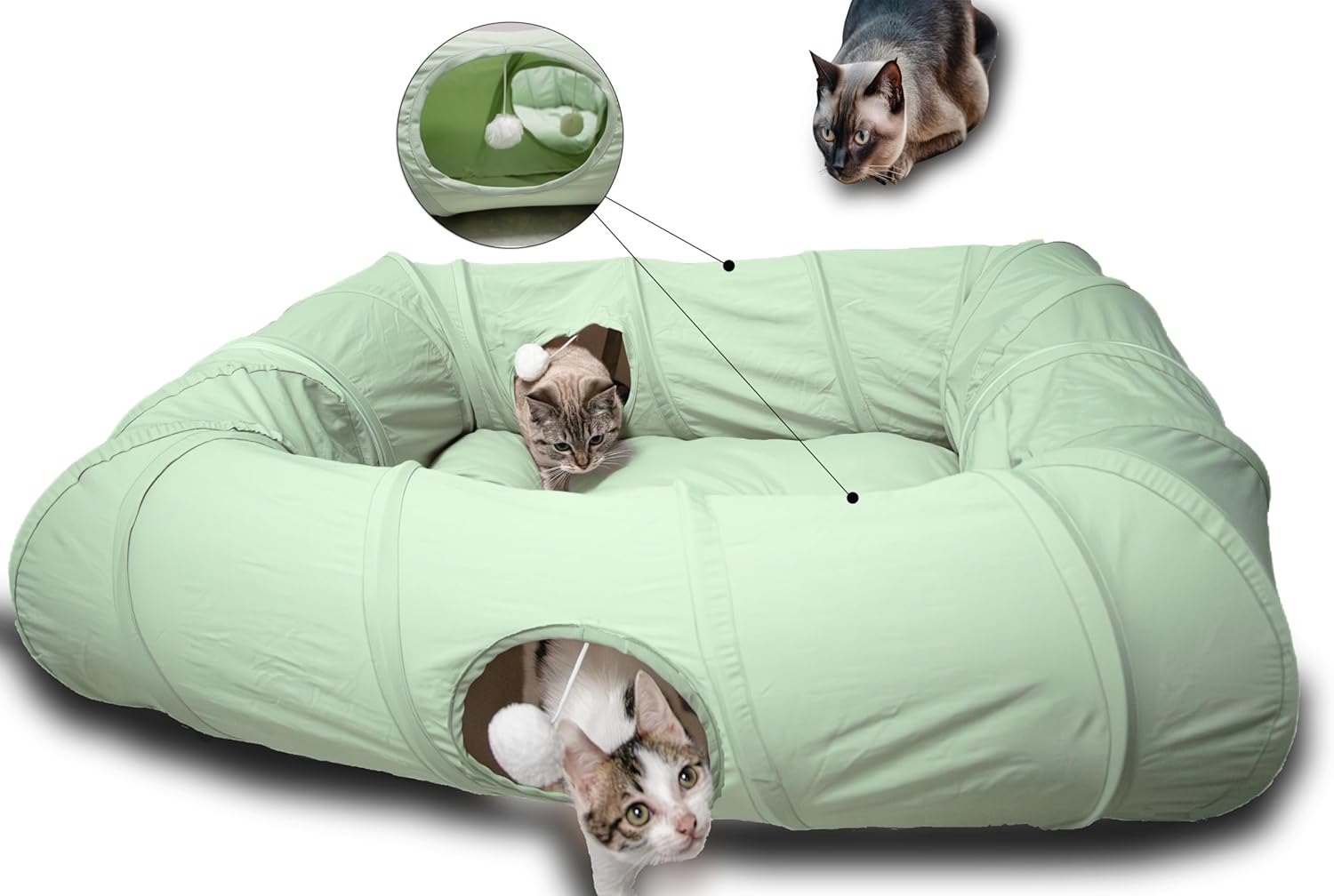 XxingSheep 4 Ways Shuttled XL Cat Tunnel Bed for Indoor Cats