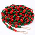 Wooden Bead Garland 32.8 ft Rustic Red Green - Farmhouse Holiday Decor