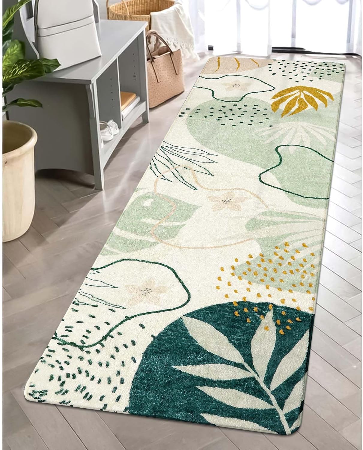 Lahome Green Runner Rugs for Hallway 2x10, Soft Non-Slip Design