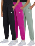 New Balance Girls Active Fleece Jogger 3 Pack - Soft Cotton Blend 40%
