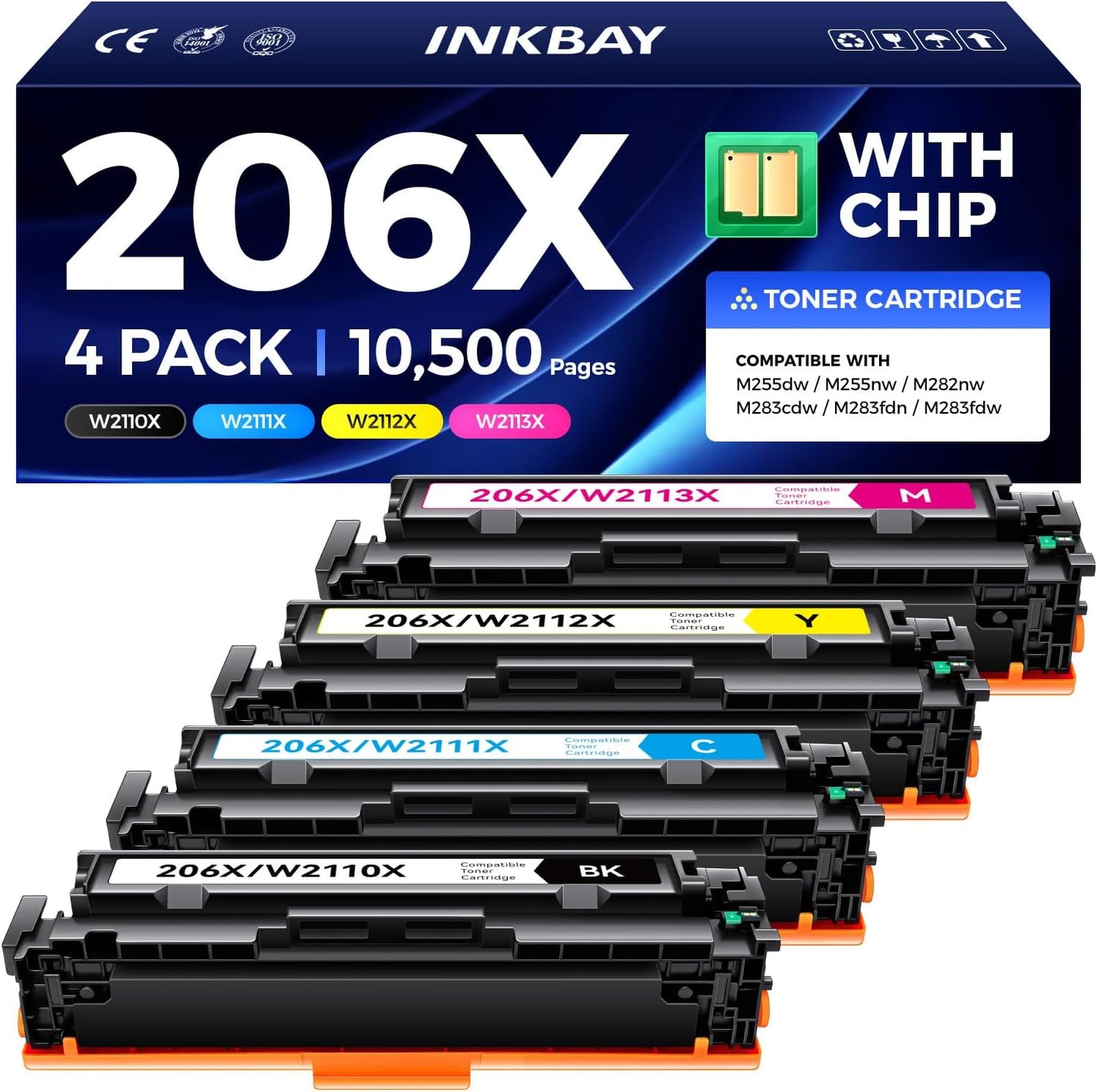 High Yield 206X Toner Cartridges for HP Color LaserJet Pro