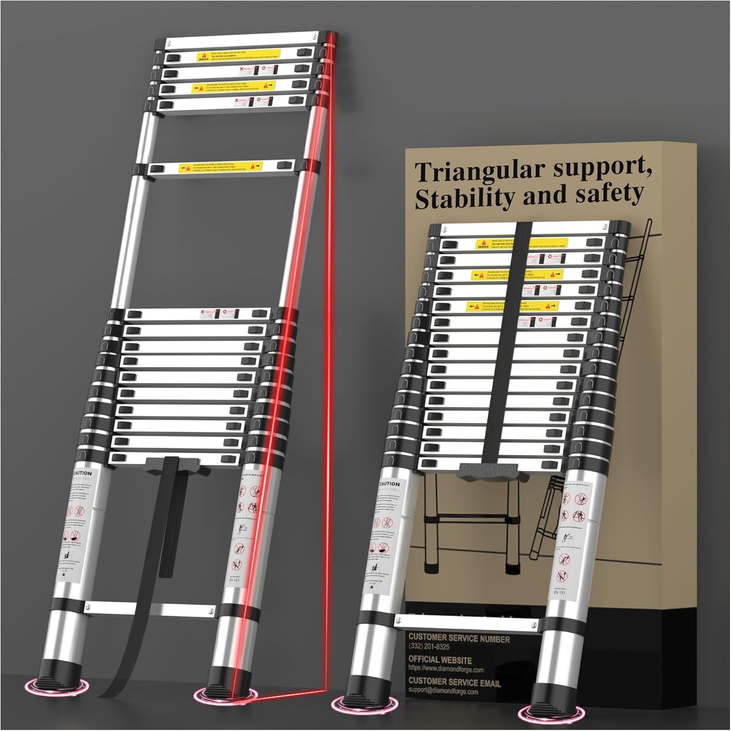 Telescoping Ladder Extension for Home and Travel - 16.5 FT