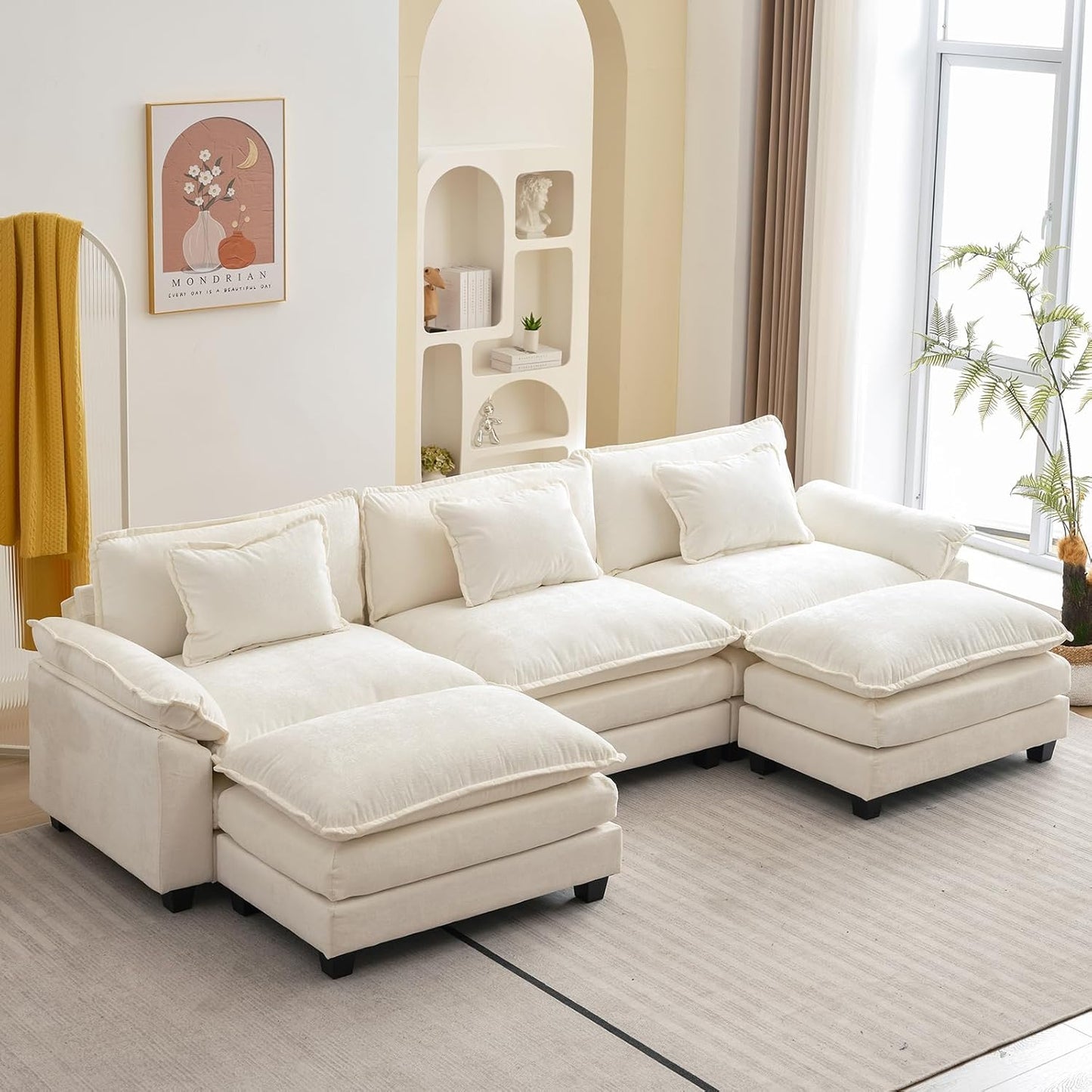 120 Inch Modular Sectional Sofa - Comfy Cloud Couch Design