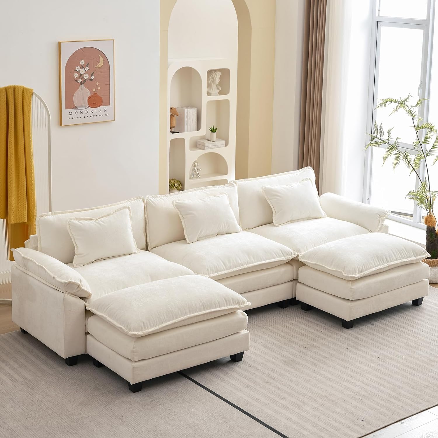 120 Inch Modular Sectional Sofa - Comfy Cloud Couch Design