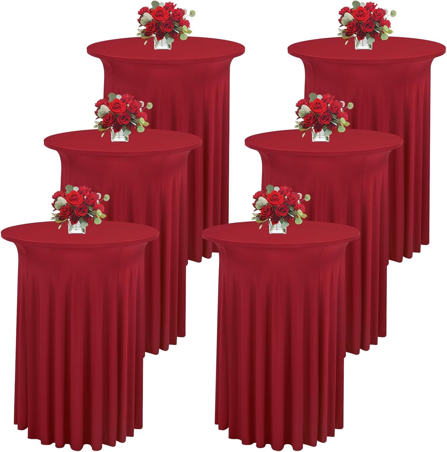 Spandex Stretch Cocktail Table Skirt Set - Elegant Burgundy Charm