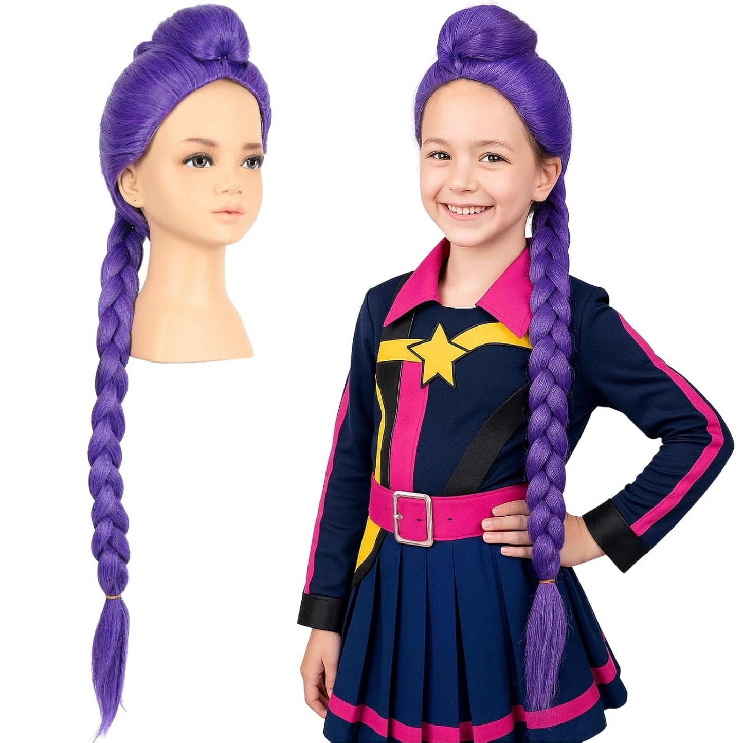 33.5 Inches Purple Long Braided Ponytail Wig for Cosplay Fun