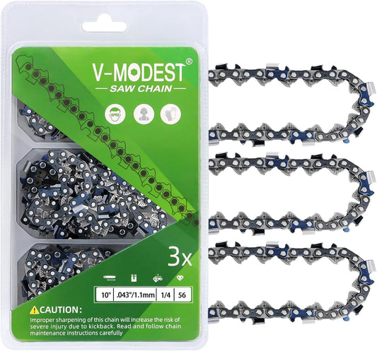 3-Pack 10 Inch Chainsaw Chains for Stihl Pole Saws - Low Kickback