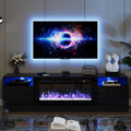 Modern Wood TV Stand with Electric Fireplace for Large TVs