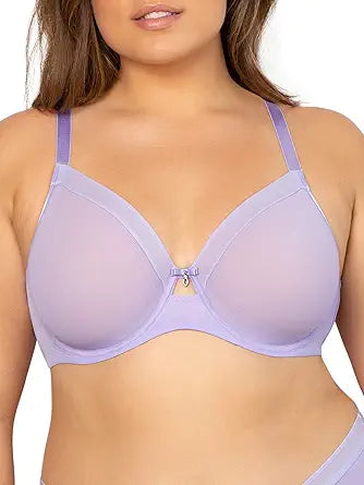 Curvy Couture Women's Sheer Mesh Full Coverage Unlined Underwire Bras
