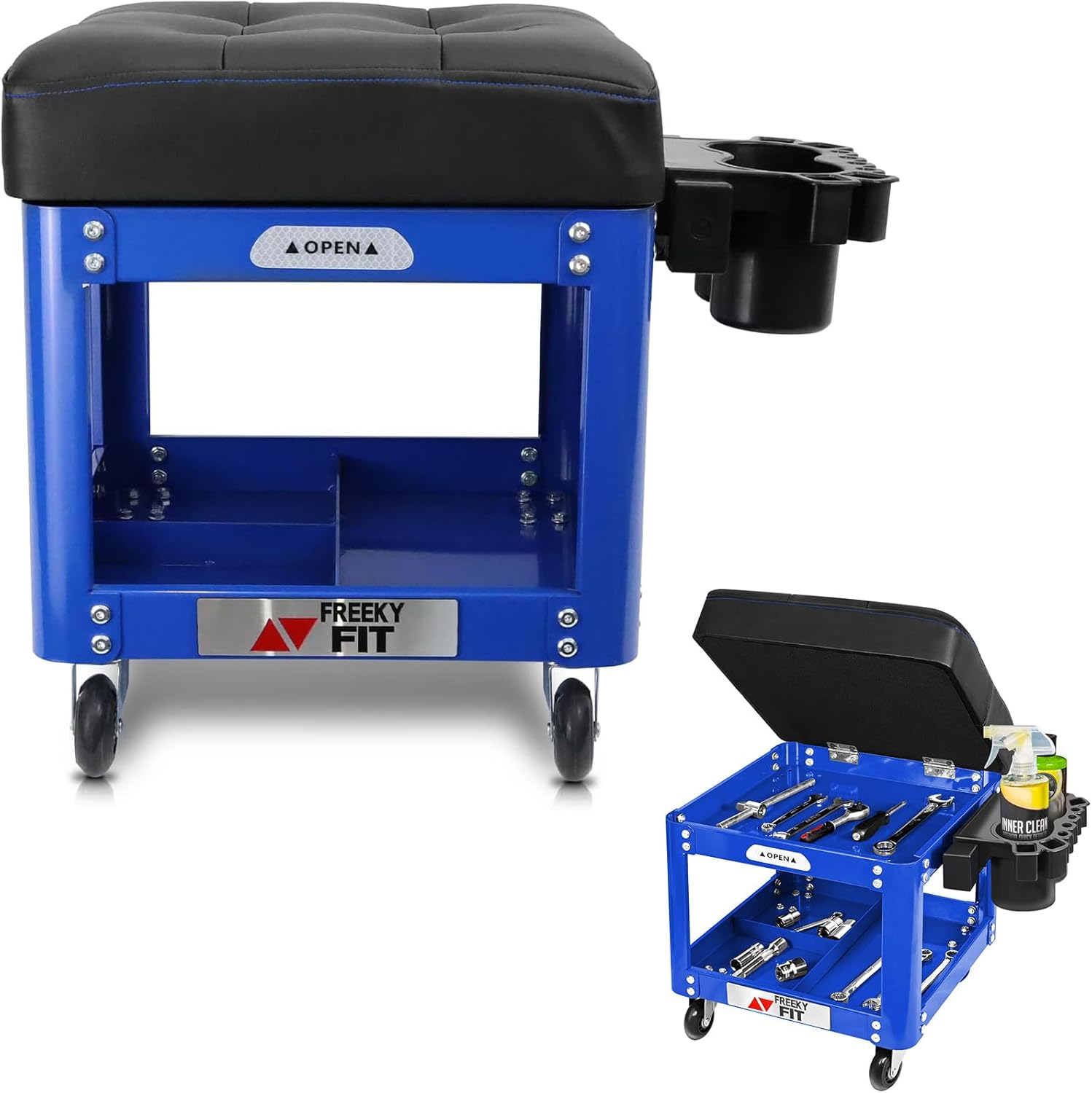 Rolling Creeper Garage Shop Seat with Tool Tray Storage