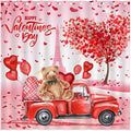 Happy Valentine's Day Shower Curtain Red Truck with Balloons Cute Bear