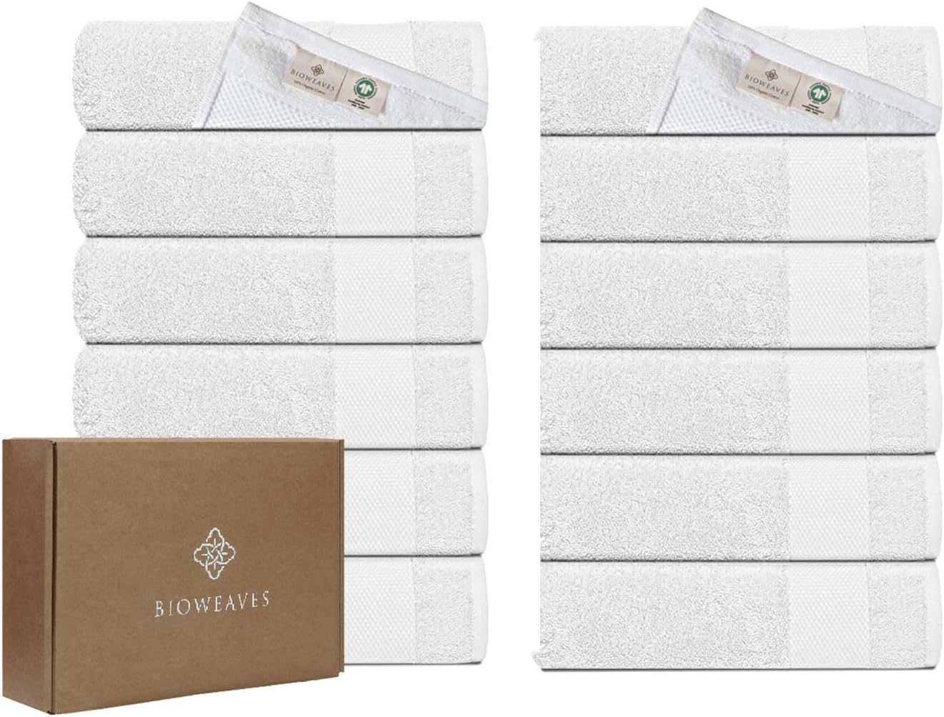 BIOWEAVES Organic Cotton Washcloths - Soft, Plush & Absorbent