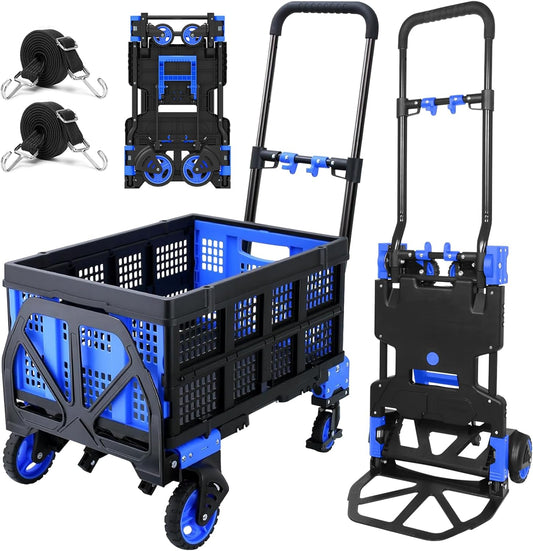 Portable 2-in-1 Hand Truck & Basket - 330lbs Capacity
