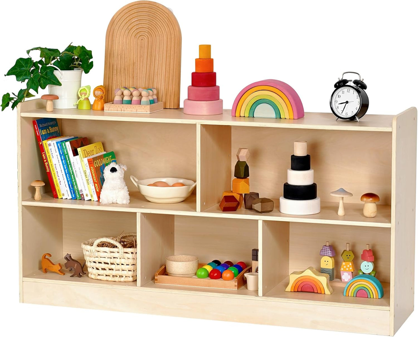 Wooden Toy Shelf for Kids - Montessori Book & Toy Organizer