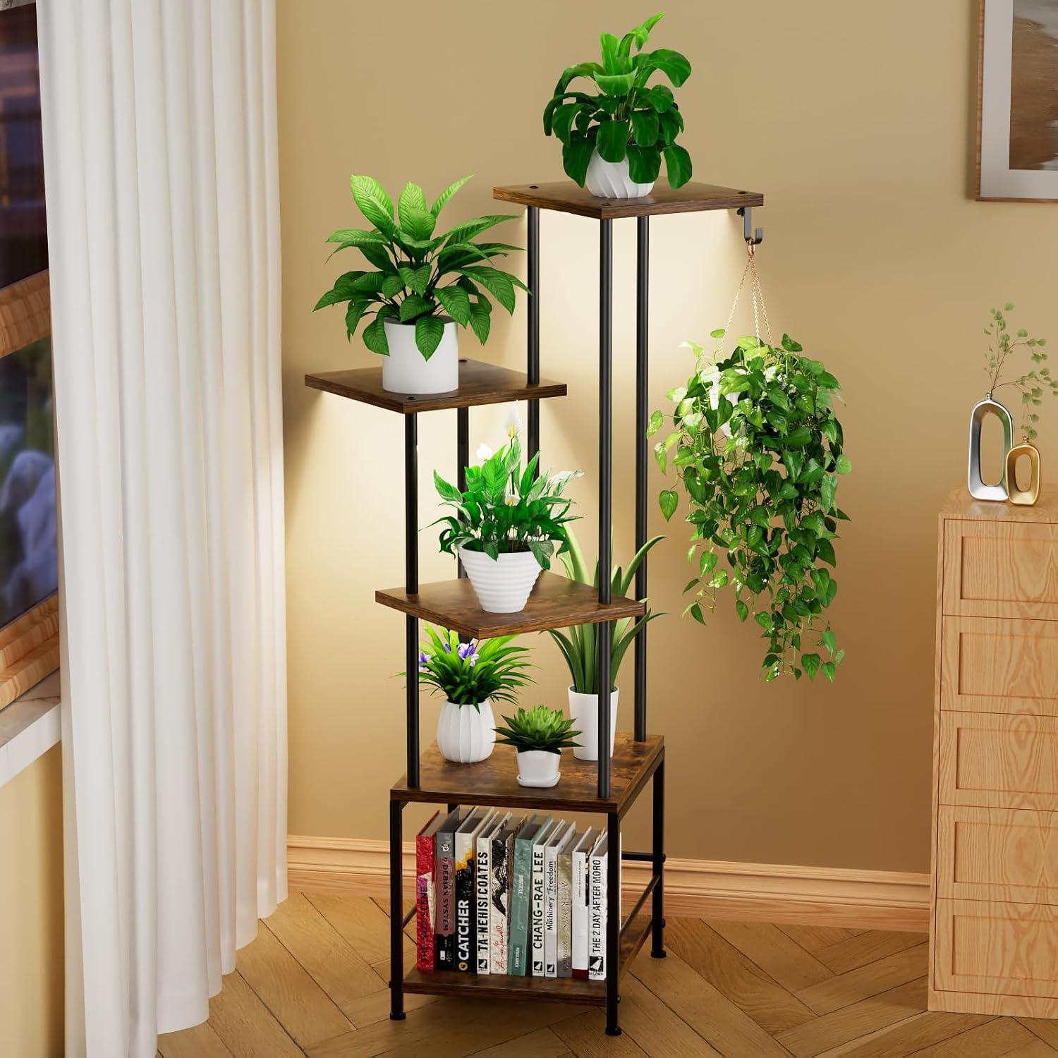 5-Tiered Plant Stand Indoor with Adjustable Grow Light for Plants