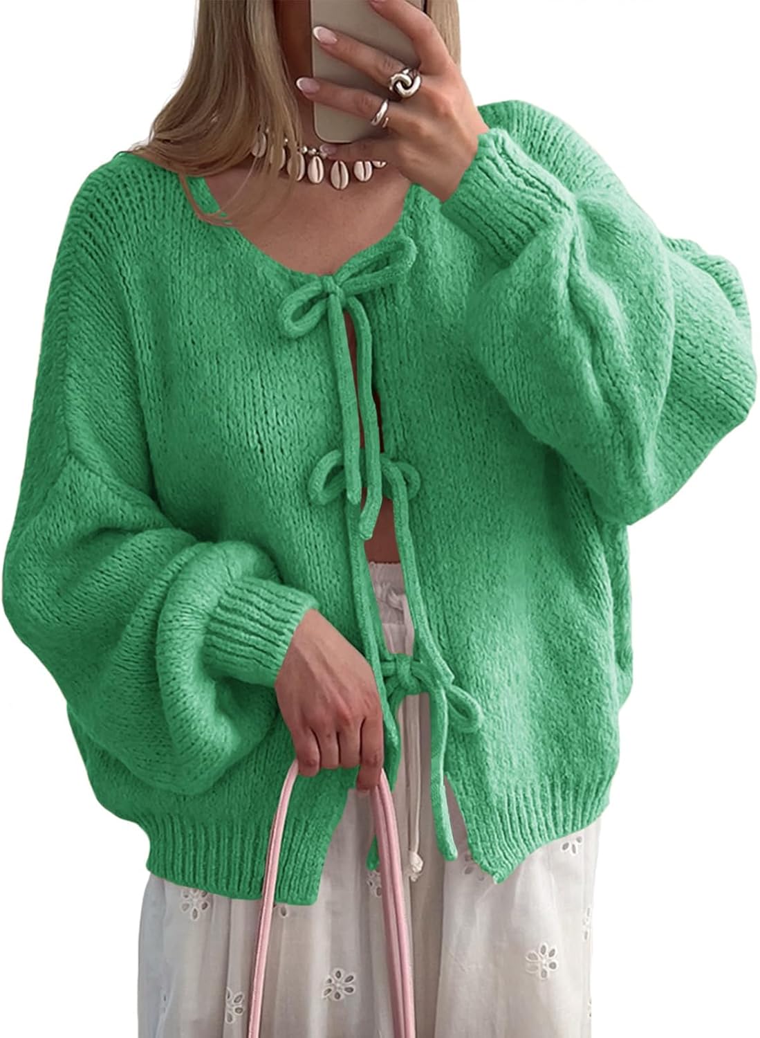 UNCLECAT Womens Bow Tie Front Cardigan Sweaters for Fall