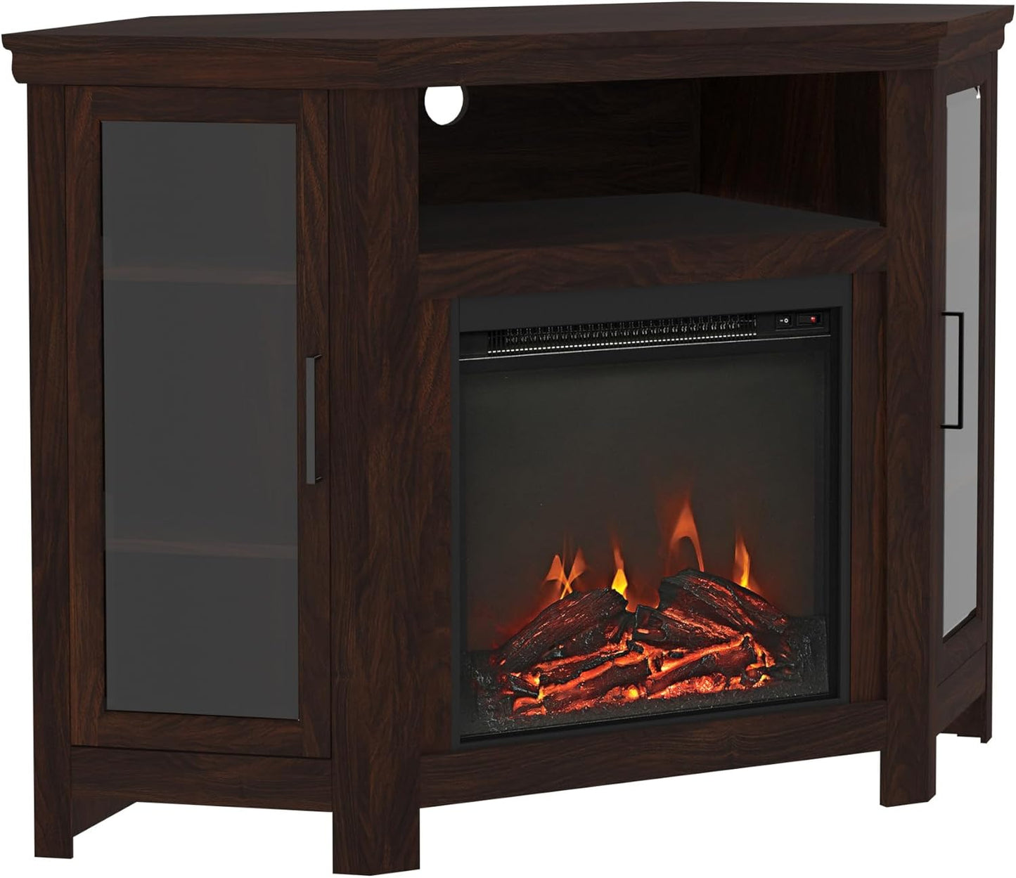 Cozy Corner TV Stand with Fireplace for 55 TVs