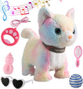 Colorful Walking Cat Set Singing Meowing Animated Plush Robot Kitten
