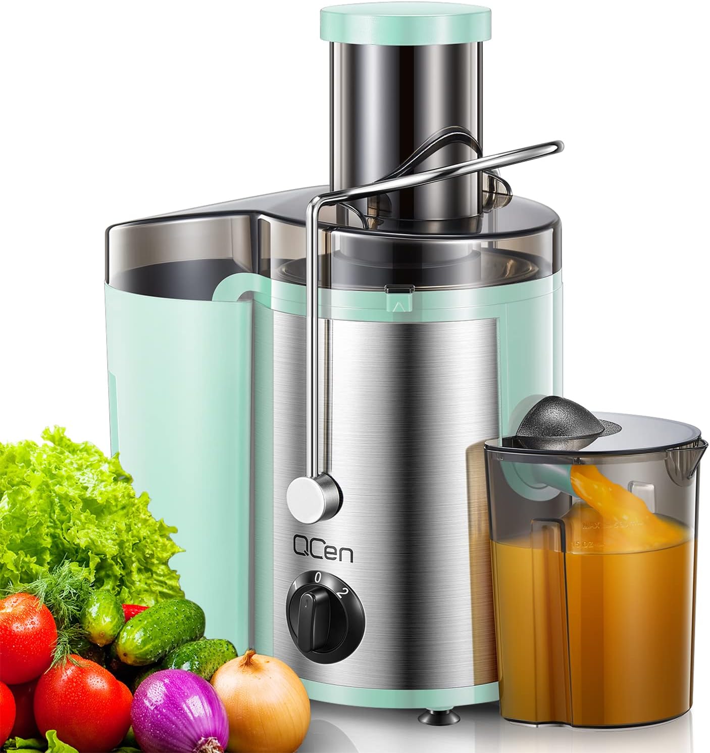 QCen Juicer Machine with 500W Motor and Wide Mouth Chute