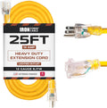 25 ft Lighted Outdoor Extension Cord Heavy Duty Yellow - 12/3 SJTW