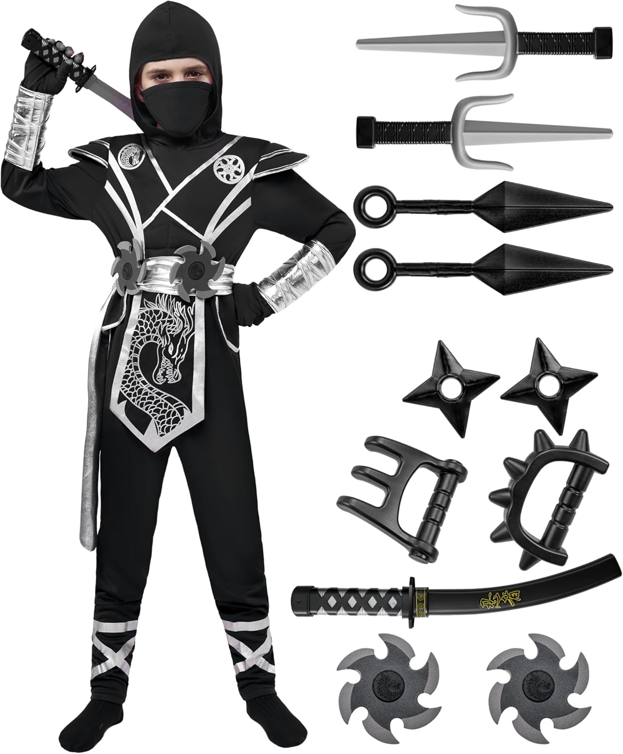 Ninja Dragon Jumpsuit Set for Kids Halloween Dress Up Fun