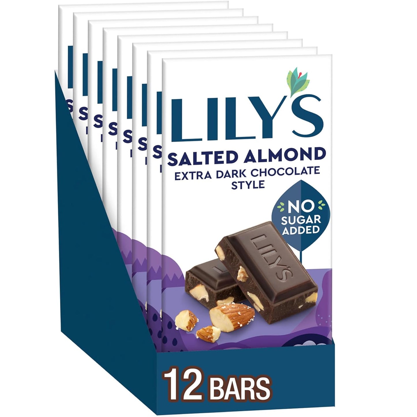 LILY'S Salted Almond Extra Dark Chocolate Bars - No Sugar Added